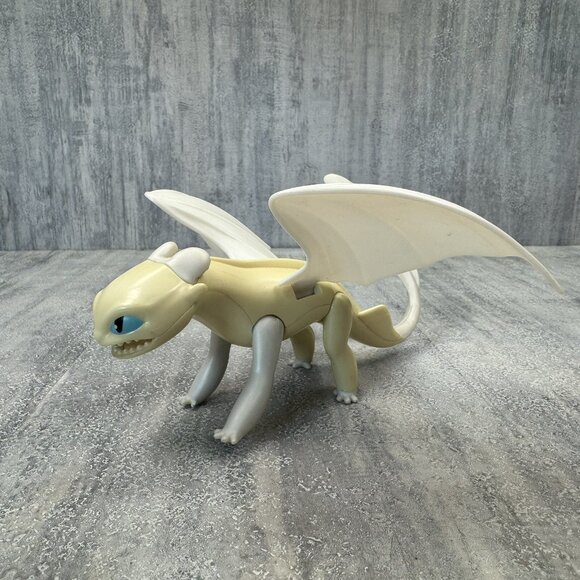 How To Train Your Dragon Figure Light Fury Striped Toy 2018 7" Long Dreamworks - Picture 2 of 7